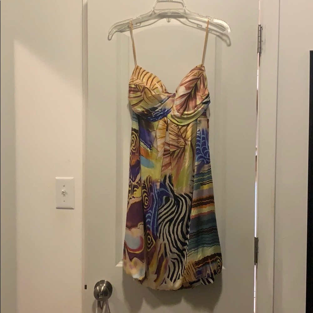 Cache multi color bubble strapless dress
